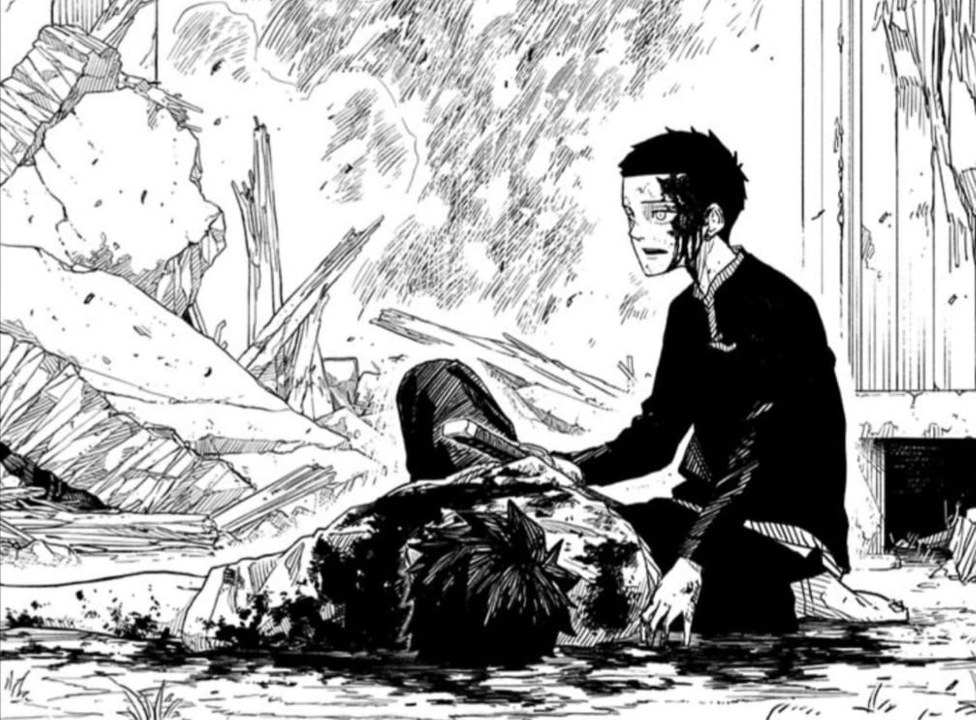 Kunishige's death in the manga (Image via Shueisha)